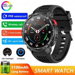 Đồng Hồ Thông Minh Quân Đội Màn Hình AMOLED 17 Inch Pin 1100mAh Chống Nước Có La Bàn Đèn Pin LED BT Call Đồng Hồ Ngoài Trời Dành Cho Nam