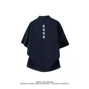 BWKA | Color-blocked Half Zipper Cooling T-Shirt