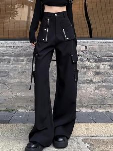 High Waist Loose Fit Casual Work Pants Womens Slimming Wide Leg Straight Cut Trousers Spring Season Fashion Commute Style