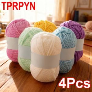 4Pcs Soft Milk Cotton Knitting Yarn Anti-Pilling High Quality Knitting 4ply Cotton Yarn For Crochet Scarf Sweater Hat Doll Craft