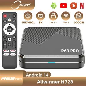 Hộp Tivi Thông Minh Janmifly R69 PRO Android 14 Allwinner H728 WiFi 6 8K Ultra HD Bluetooth 5.0 RAM DDR3 Kép Hỗ Trợ Netflix YouTube