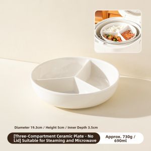 onlycook | Colorful Ceramic Partitioned Microwaveable Plate 3 Sections