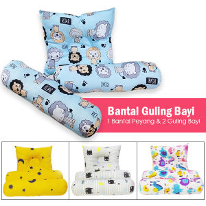 Bantal Guling Bayi Set 1 Bantal Peyang dan 2 Guling Bayi Motif Karakter