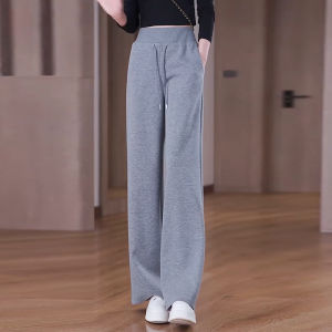 Grey Slim Wide Leg Pants Casual Trousers Womens Spring Autumn 2025 New Sport Sweatpants High Waist Slimming Solid Color Straight Leg Trousers