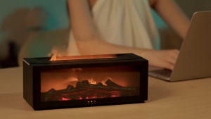 Creative Fireplace Air Humidifier Aromatherapy Essential Oil Diffuser Bedroom Home Analog Flame Diffuser 7 Colors Flame
