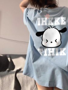 ฤดูร้อนเสื้อยืดผ้าฝ้ายขนาดใหญ่สําหรับผู้หญิงหลวมพอดีความยาวกลางแขนยาวคอกลมแขนยาวด้านบนพิมพ์ลาย