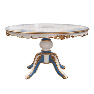 French Style round Dining Table Full Solid Wood White European Painting Small Household American Dinner Table And Chairs