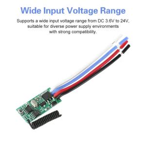 diymore | DC 3.6V-24V 2A Micro Remote Control Switch 12V 24V Mini Receiver LED Access Control Single Channel Remote Control Switch 433MHz