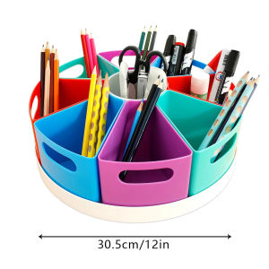 10/12inch Creative Rotating Storage Caddy 360° Rotatable Art Supply Organizer Portable Rotating Marker Desk Organizer for Office