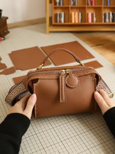 Square Hand-Woven Bag DIY Homemade Material Bag Stylish Good Texture Shoulder Womens Crossbody Handbag Girlfriends Gift