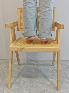 Vintage rattan chair dining room backrest rattan chair solid wood dining chair home leisure rattan chair