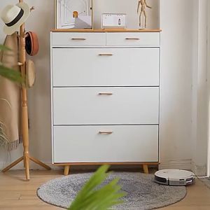 E-Morah XG0030 Shoe Cabinet Minimalist Design Space saving Wooden Modern Shoe Rack Multilayer Shoe Shelf Kabinet Kasut Kayu Mewah