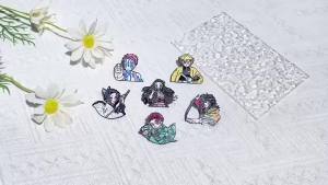 Bandai | Cute Q Version Kimono Cartoon Character Enamel Pins Anime Figure Lapel Brooch Backpack Hat Clothes Daily Outfit Decor Badges