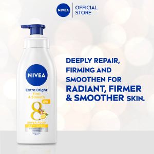 NIVEA Body Extra Bright Firm & Smooth Lotion 380ml / Body Care / Moisturized / Skin Care / Q10 / Vitamin C / Super Food (Losen Badan)