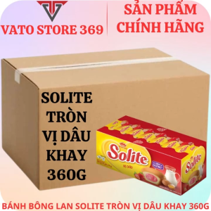Bánh bông lan SOLITE tròn kem dâu khay 360g