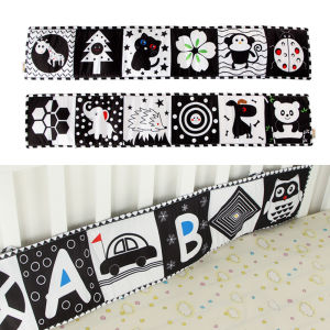 1 Pieces Baby Safe Cot Crib Liner Bumper Pad Washable Newborn Baby Bed Bumper Crib Around Bed Set Black and White Soft Cloth Book