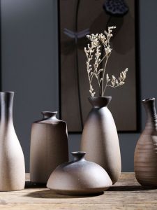 กระติกน้ำชาเซรามิคสไตล์ญี่ปุ่นขนาดกลาง ช่อดอกไม้กระตุก ช่อดอกไม้แห้ง ตกแต่งโต๊ะทำงาน สไตล์ชีวิตช้าๆ ของคนเมือง