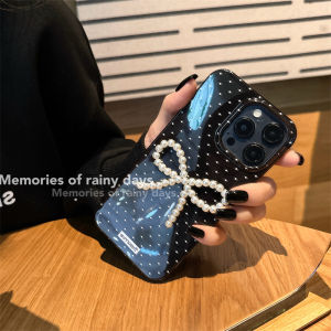 Elegant Butterfly BowDesign Full Coverage Silicone Phone Case for iPhone 15 pro Max 14 pro 12 13 Girls Style dottedBlackCreative Personalized Protection