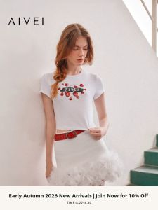 AIVEI | Celebrity Inspired Cherry Short Sleeve Round Neck Tshirt
