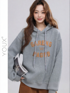 YOUXIANG | Áo Hoodie In Chữ Phong Cách Thoáng Mát Cho Nữ
