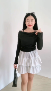 black elegant for women korean style casual Womenswear Basic Longsleeve