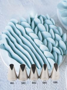 Korean Style Large Size V-Shaped Whipped Cream Flowering Nozzle Pastry Bag Tip 481/581/682/685/686 Baking Cooking Tools