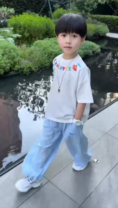 Terno for Kids Boy Fresh Casual Shirt & Light Blue Trousers w/ modern design 1-5yrs old C51