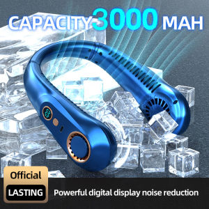 New Hanging Neck Fan 3000mAh Portable Bladeless Mini USB Rechargeable Mute LED Digital Display Electric Fan Summer Air Cooler