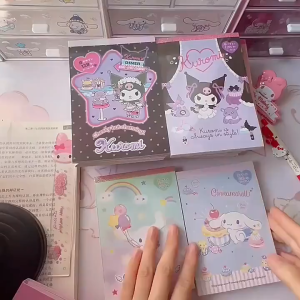 เตรียมจัดส่งสไตล์ใหม่น่ารักการ์ตูน Sanrio Cinnamoroll Kuromi Note Book Melody Note Memo บัญชีมือตกแต่งด้วยสติกเกอร์ Notepad ของขวัญ