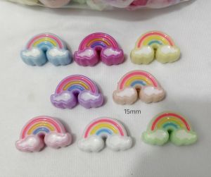 250grams (est.107pcs) Rainbow Cloud Beads 15mm Flatback Cabochon Kawaii Pastel Rainbow Charms for DIY Crafts Hair Clips Phone Case Scrapbooking & Jewelry Making