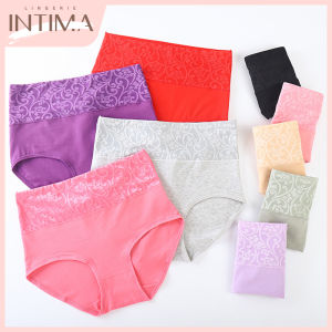 INTIMA High-Waist Jacquard Panties For Women Comfortable Cotton Underwear Tummy-Control Butt-Lifting Body Shaping Underpants Middle Aged Mother Plus Size Briefs