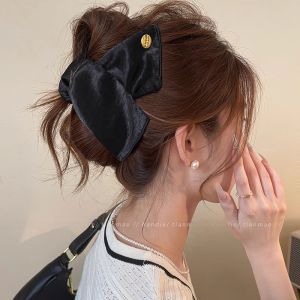French Simple Fabric Gold Label Hair Clip Womens 2025 New High-End Feeling Back of Head Shark Clip Hair Accessories