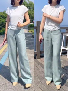 High Waist Wide Leg Pants: Linen Material Slimming & Drapey Straight Cut Fashionable Design