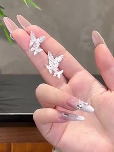 WU YUE JEWELRY | Full Silver Butterfly Design Earrings