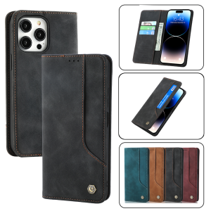 Business Leather Case for iPhone 16 15 14 13 12 11 Pro Max 16E XR XS X 8 7 Plus SE Magnetic Flip Wallet Card Slot Phone Cover