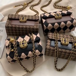 WNieCollection A142- high-end sense all-match niche Messenger bag explosive style lattice chain shoulder bag/Houndstooth Bag/Women Bag