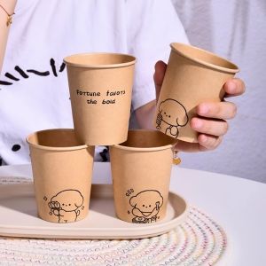 Cartoon Thickened Disposable Paper Cups 100 Pieces Household Error Version Paper Cups Water Cups Eco-Friendly Restaurant Supplies