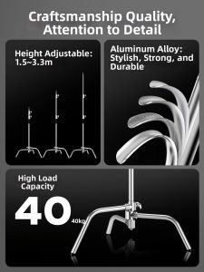 SUBEN | Stainless Adjustable Photography Light Stand 3.3m