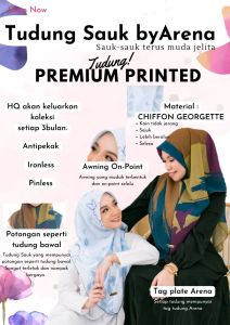 Printed Tudung Sauk On-Point byArena🔥Size M (Bidang 45) 🎁Free Gift🎁