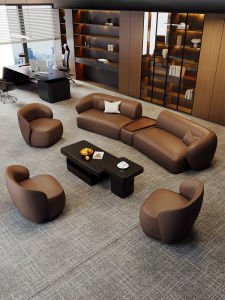 Modern Minimalist Sofa Non-Storage High Density Sponge Filling Wooden Structure Customizable Shape Office Sales Office Hotel Lobby