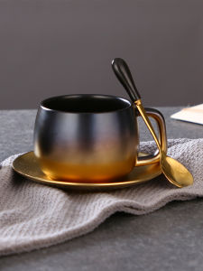 Elegant Retro Matte Black Ceramic Coffee Cup High Value Small Luxury Afternoon Tea Home Use Coffee Mug Chinese Style Dishware