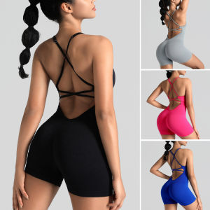 Bộ Đồ Tập Yoga Nữ Bộ Jumpsuit Tập Gym Áo Liền Thân Không Tay Chất Liệu Dệt Kim Liền Mạch Trang Phục Thể Thao Năng Động Quần Áo Tập Ngắn Quần Yếm Thể Thao Quần Áo Tập Luyện