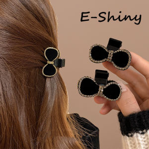 1pcs Exquisite Black Velvet Bow Knot Small Hair Claws Girl Side Bangs Clip Shiny Rhinestone Princess Headdress