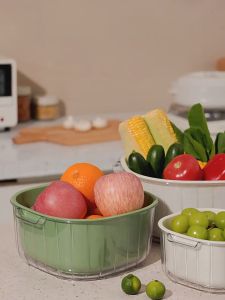 🇸🇬 Ready Stock Kitchen Strainer Colander Wash Vegetable Basket Sieve Pasta Vegetable Strainer Plastic Washing Bowl