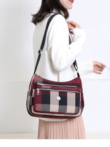 Korean Style Lightweight Oxford Cloth Stripe Canvas Crossbody Bag Womens Versatile Single Shoulder Bag Casual Tote Handbag