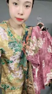 Bộ Lụa Hàn Châu Cho Mẹ Chất Liệu Lụa Mịn Mát Bộ Đồ Trυng Niên Quần Lửng Tay Ngắn Hoa Văn
