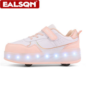 4 Wheel Roller Skate Shoes Kids Girls Flashing Light Shoes Led Light Luminous Sneakers Outdoor Casual Shoes for Women Sport