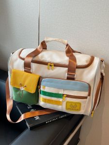 Large Capacity Short Trip Travel Bag Womens Handbag Crossbody Bag Cute Maternity Bag Check-In Bag Can Cover Suitcase