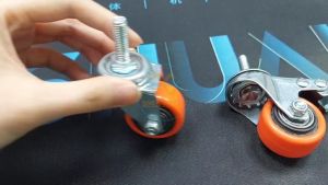 PU Orange Caster Wheel 1.5 - 2 Inches Office Chair Wheels Mute Double Shafts Screw Threaded Swivel And Swivel With Brake Trolley Wheels