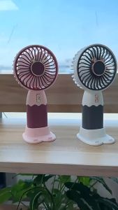 ZB088 2-in-1 desktop handheld mini USB charging portable silent small fan with base mobile phone holder